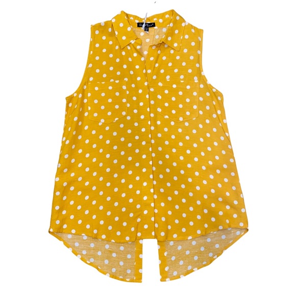 Velvet Heart NWT Yellow Polka Dot Carol Sleeveless Button Up XS - Picture 2 of 15